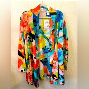 New Direction Multicolor Abstract Kimono NWT